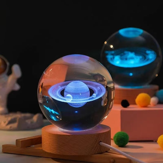 3D carved crystal ball night light