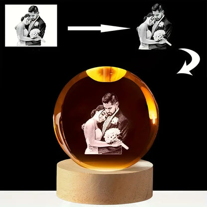 1 customized photo crystal ball 3D carving