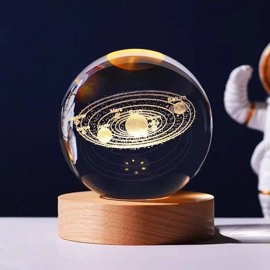 3D carved crystal ball night light