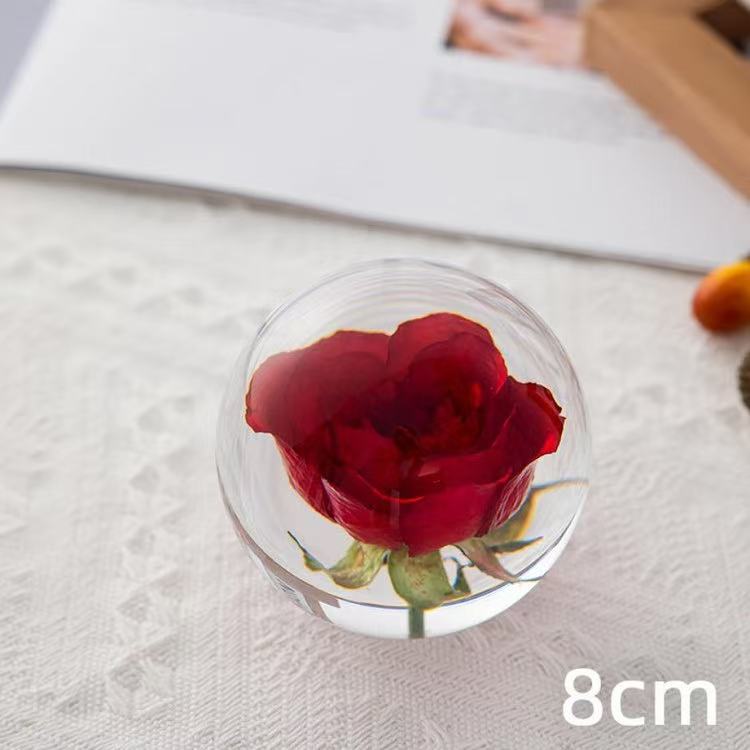 3D Carving Crystal Ball Eternal Flower -80mm Minimalist Dandelion Crystal Ball Decoration