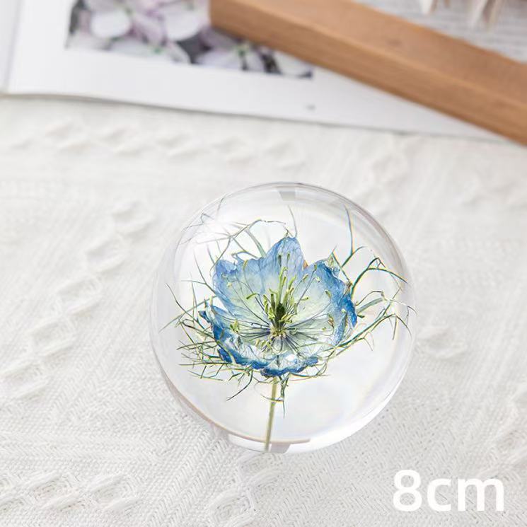 3D Carving Crystal Ball Eternal Flower -80mm Minimalist Dandelion Crystal Ball Decoration
