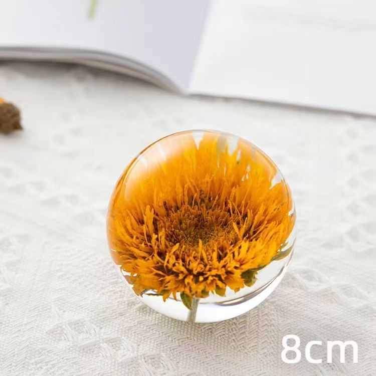 3D Carving Crystal Ball Eternal Flower -80mm Minimalist Dandelion Crystal Ball Decoration