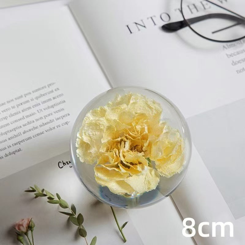 3D Carving Crystal Ball Eternal Flower -80mm Minimalist Dandelion Crystal Ball Decoration